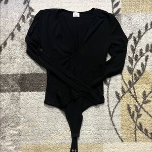 Aritzia Black V-Neck Bodysuit